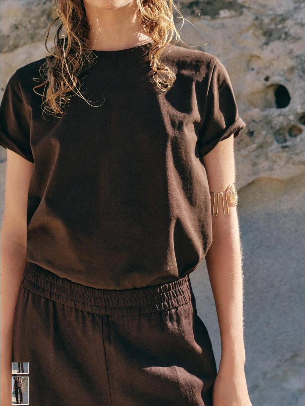 Zara Straight-Leg Linen-Blend Pants in Deep Brown